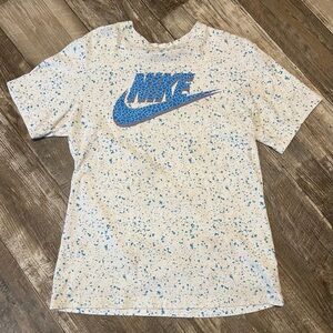 Nike Blue and White Speckled Short Sleeve Tee